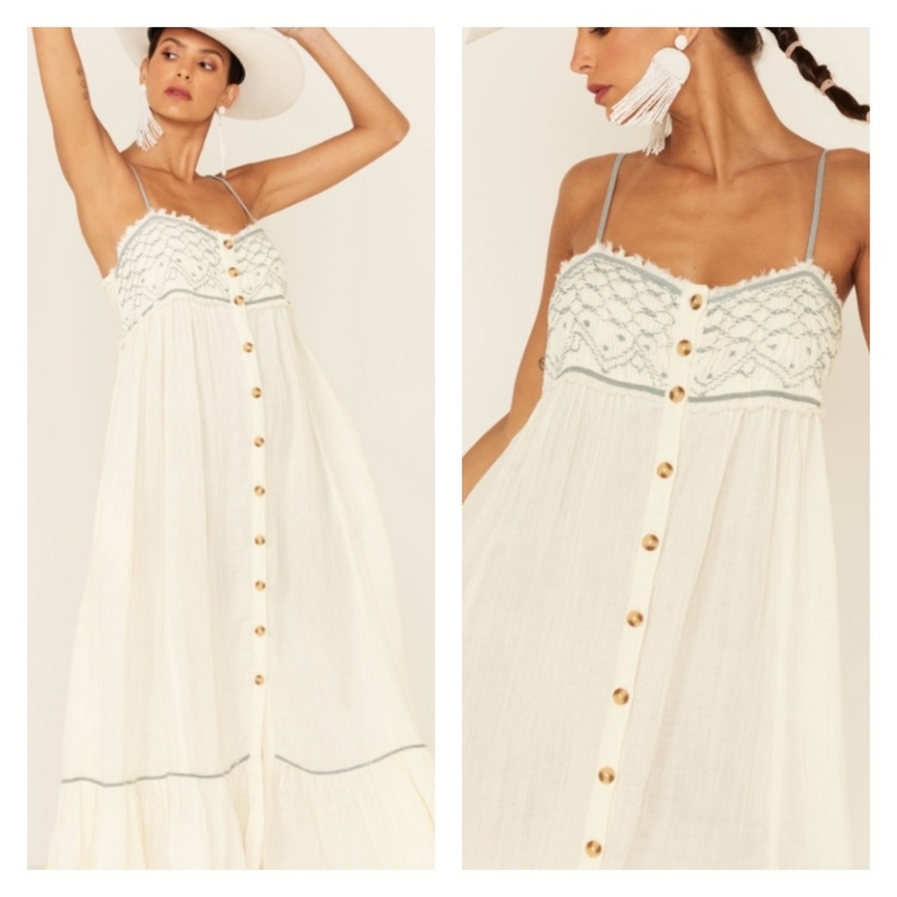 Free People Linda Jo midi dress in Gardenia (NWOT)